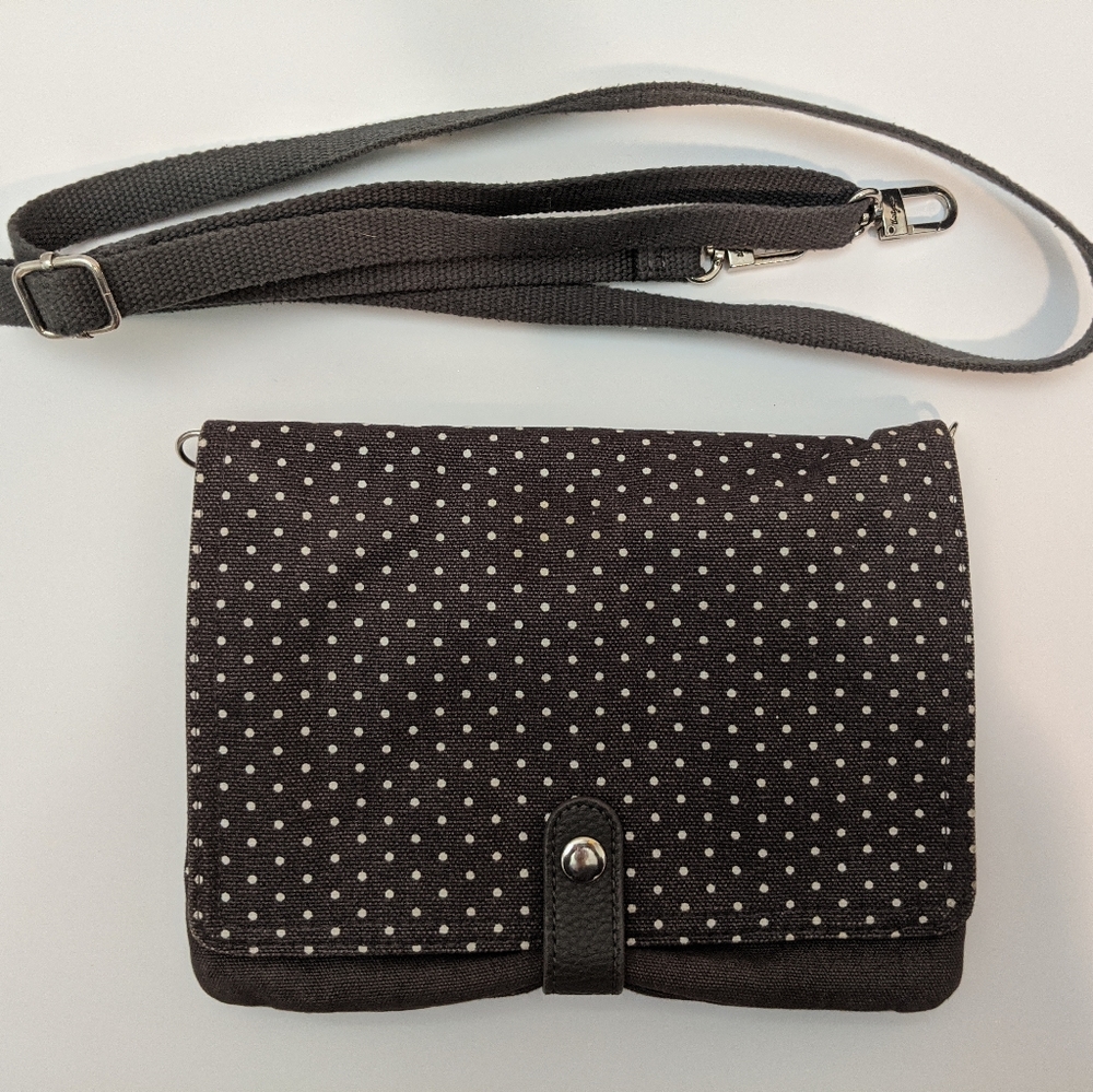 Thirty-one grey polka dotted cross body